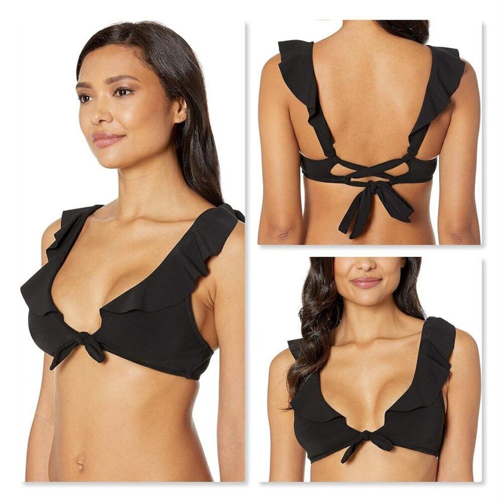 🌊 ROBIN PICCONE 🌊 Ava Ruffle Bikini Top - [Small, Black]